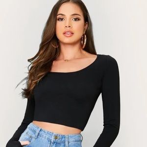 Divided by H&M Long Sleeve Crop Top - Olive Green, Black and Rose Gold